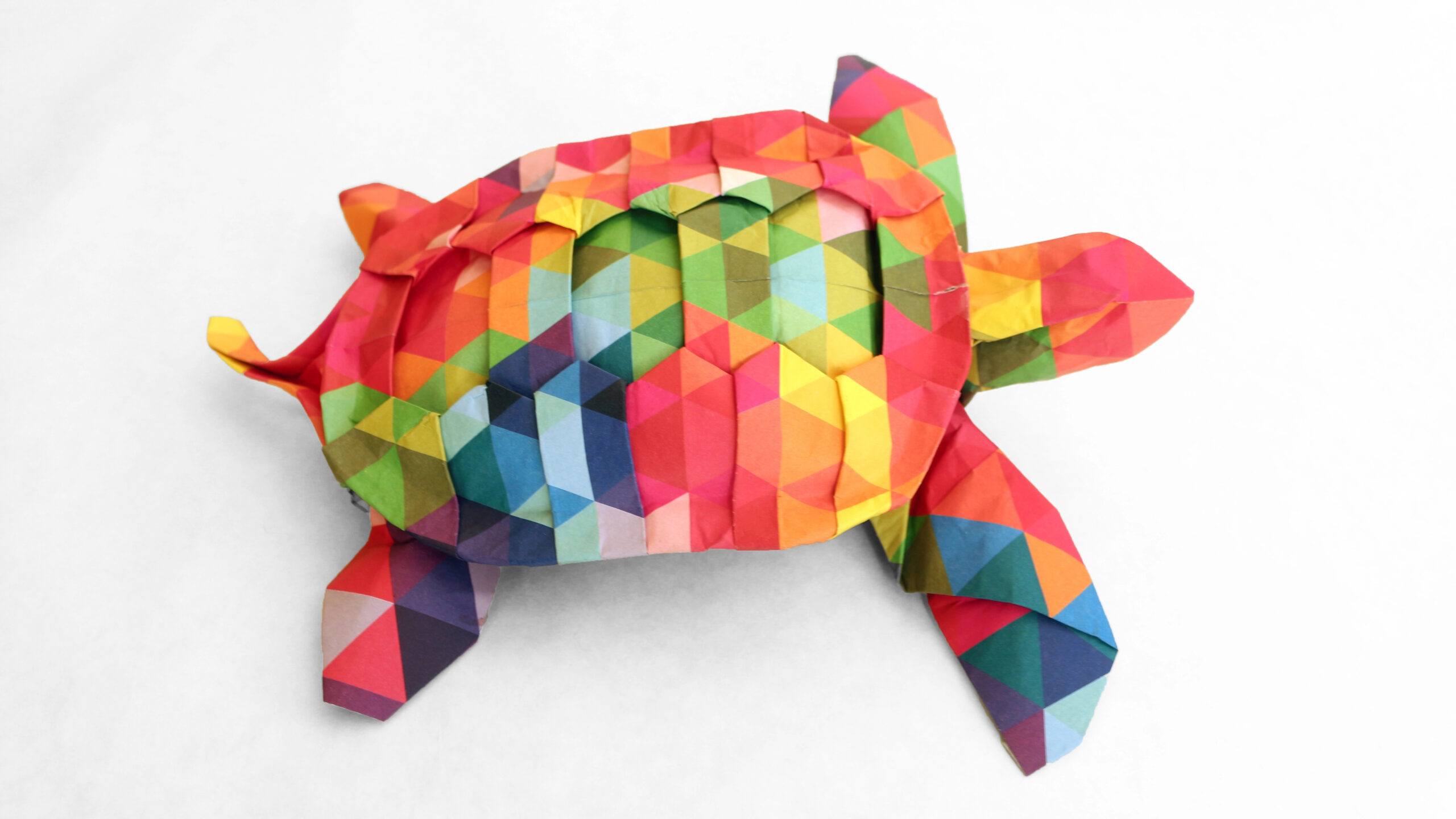 Sea turtle done with origami. It has many colors